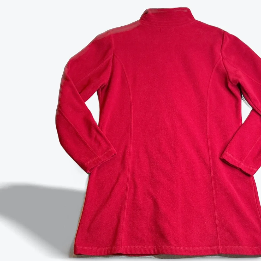 Carole Little Women's Red‎ Fleece Button Front Jacket Coat Collared
